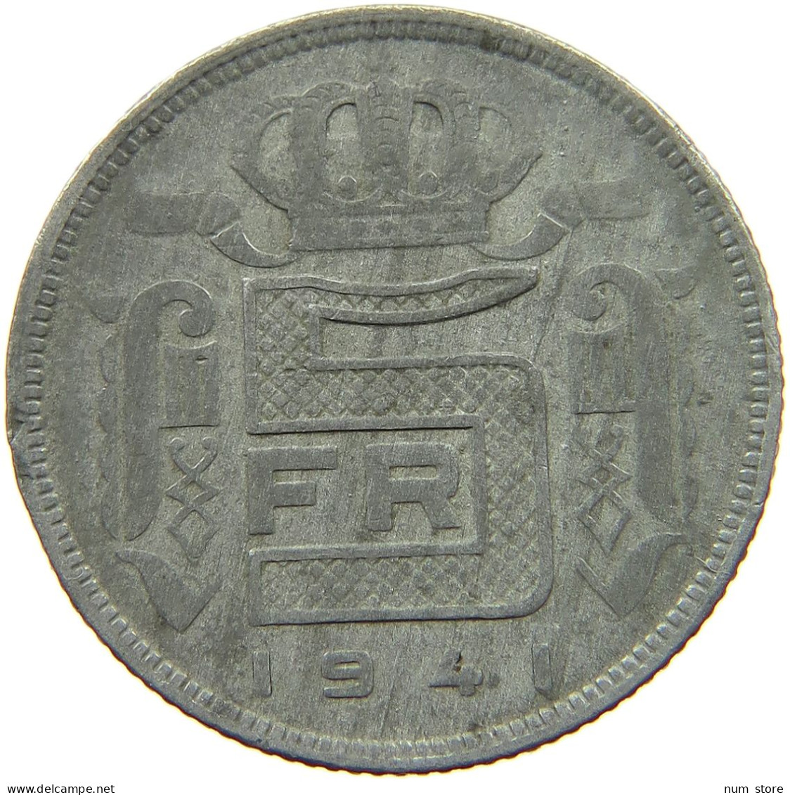 BELGIUM 5 FRANCS 1941 #s042 0271 - 5 Francs