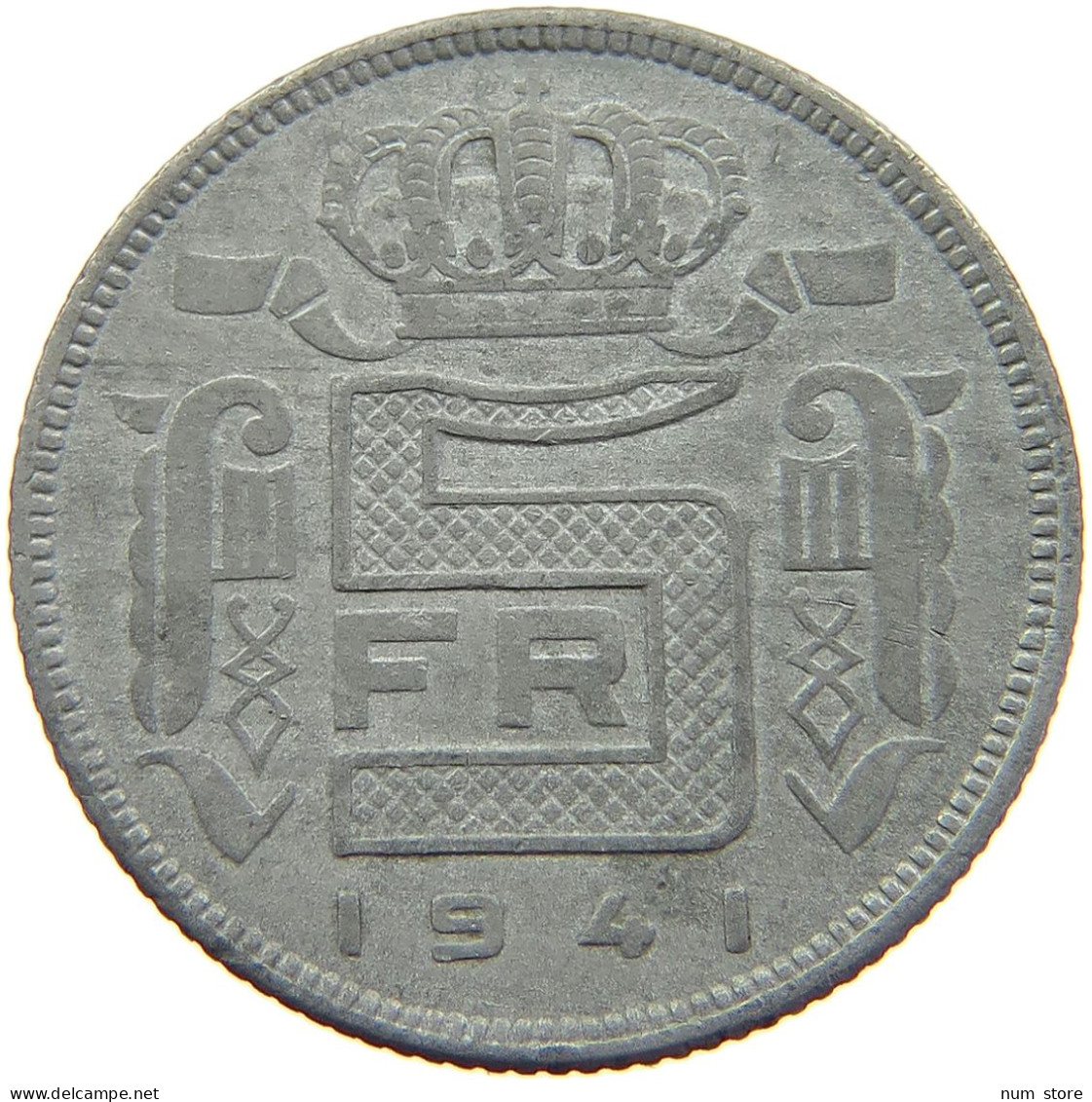 BELGIUM 5 FRANCS 1941 #a074 0429 - 5 Francs