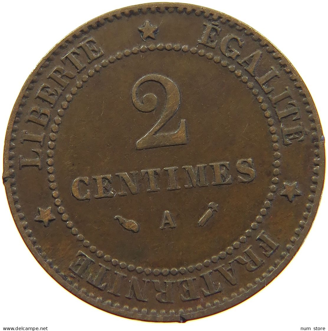 FRANCE 2 CENTIMES 1890 #a054 0473 - 2 Centimes