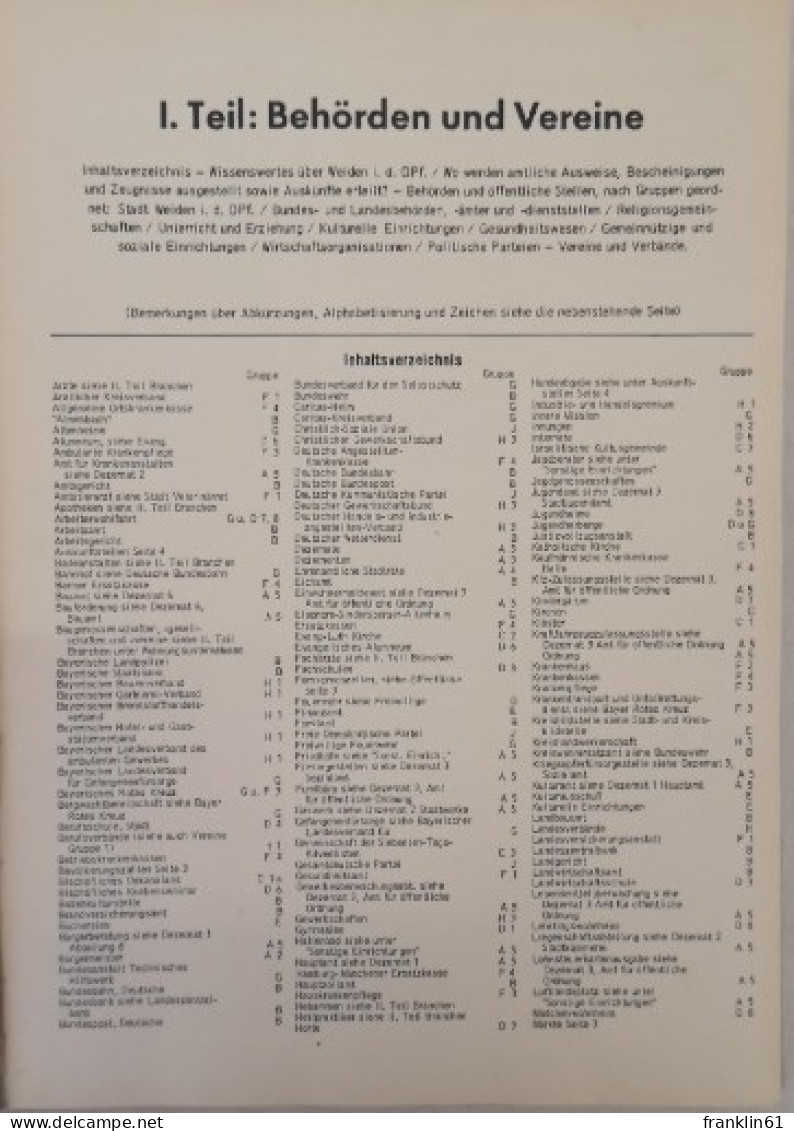 Adreßbuch Der Stadt Weiden I. D. Opf. 1972. - Lexika