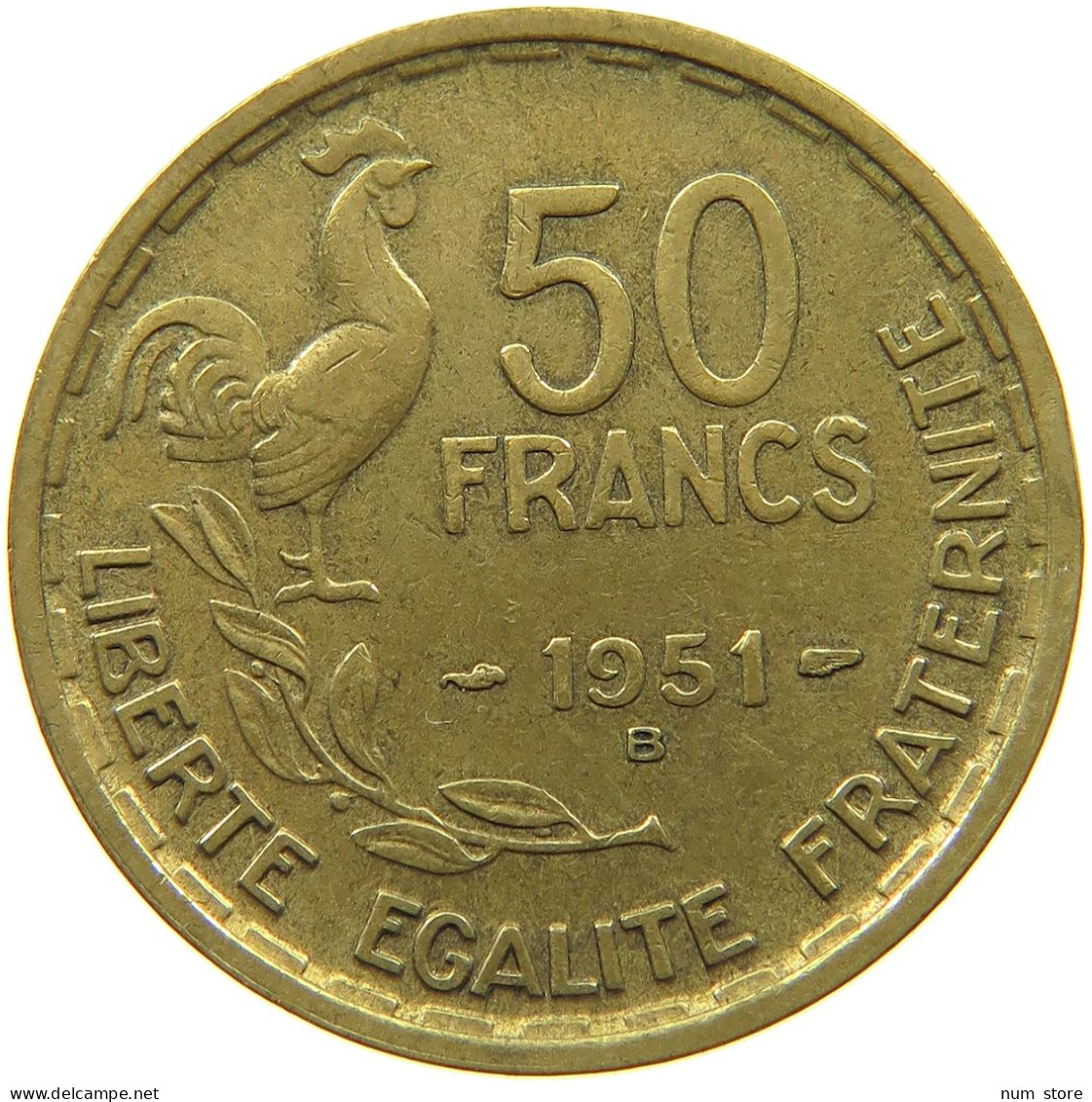 FRANCE 50 FRANCS 1951 B #s080 0477 - 50 Francs