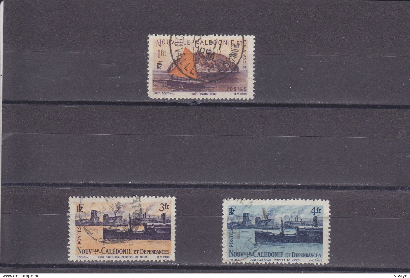 NOUVELLE CALEDONIE - O / FINE CANCELLED - 1948 - SAILING BOAT, STEAMER - Yv. 265, 270/1  - Mi. 332, 337/8 - Gebraucht