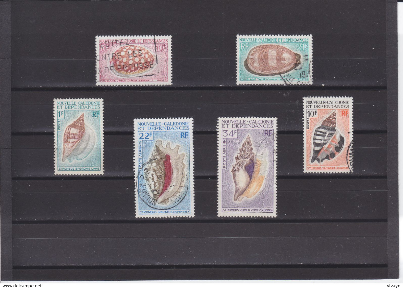 NOUVELLE CALEDONIE - O / FINE CANCELLED - 1970 - SHELLS - Yv. 368/71, PA. 113, 115  -  Mi. 486/7, 494/5, 496/7 - Usados