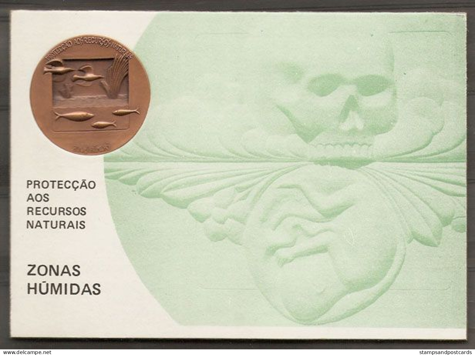 Portugal FDC Avec Médaille Ressources Naturelles Zones Humides Eau 1976 FDC Medal Wet Zones Water Natural Resources - Agua