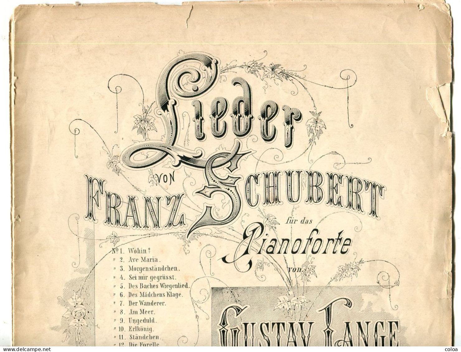 Partition Lieder Von Franz Schubert Für Das Pianoforte Von Gustav LANGE, - S-U