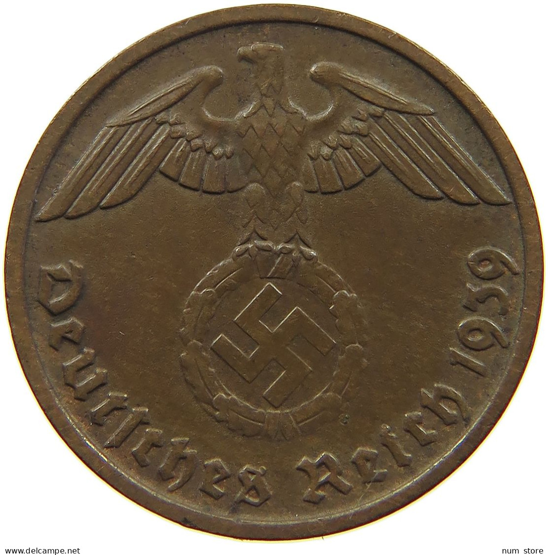 GERMANY 2 PFENNIG 1939 D TOP #c083 0005 - 2 Reichspfennig