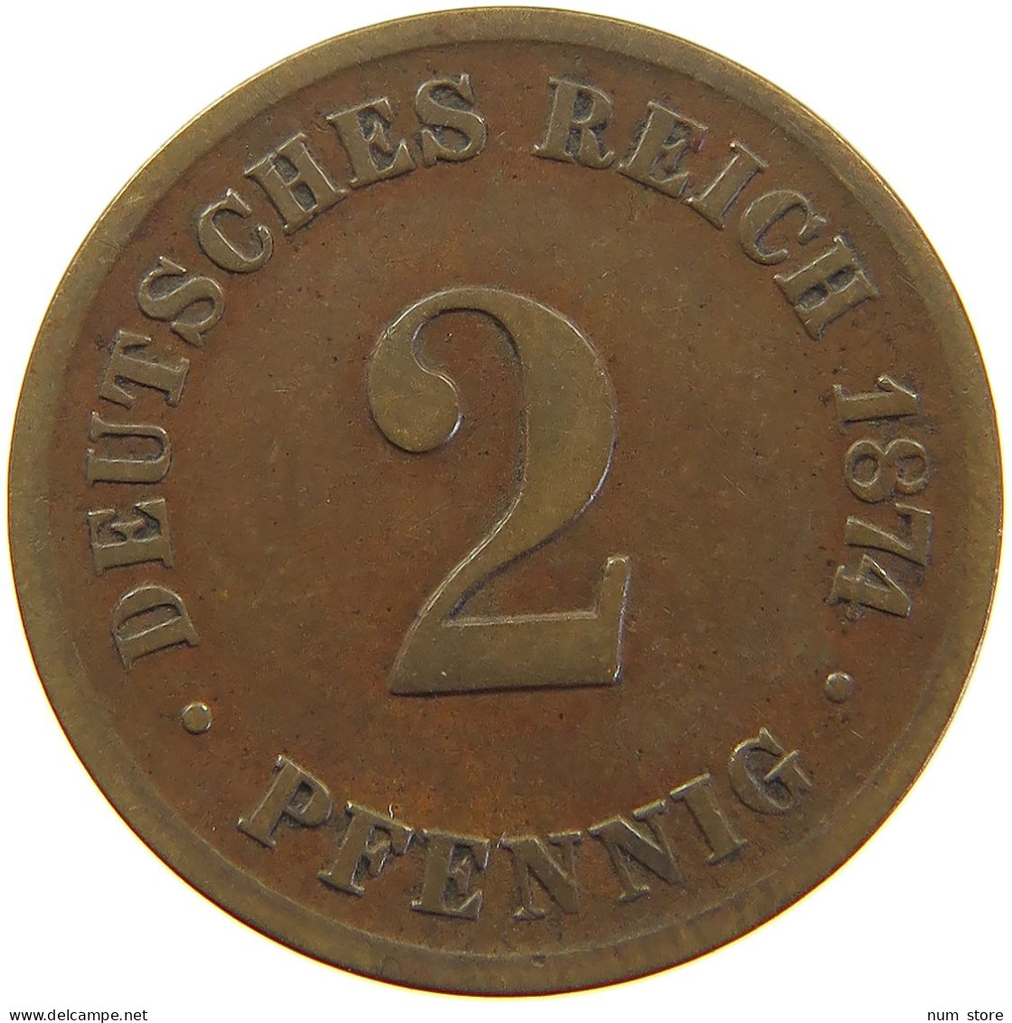 GERMANY 2 PFENNIG 1874 B #c064 0183 - 2 Pfennig