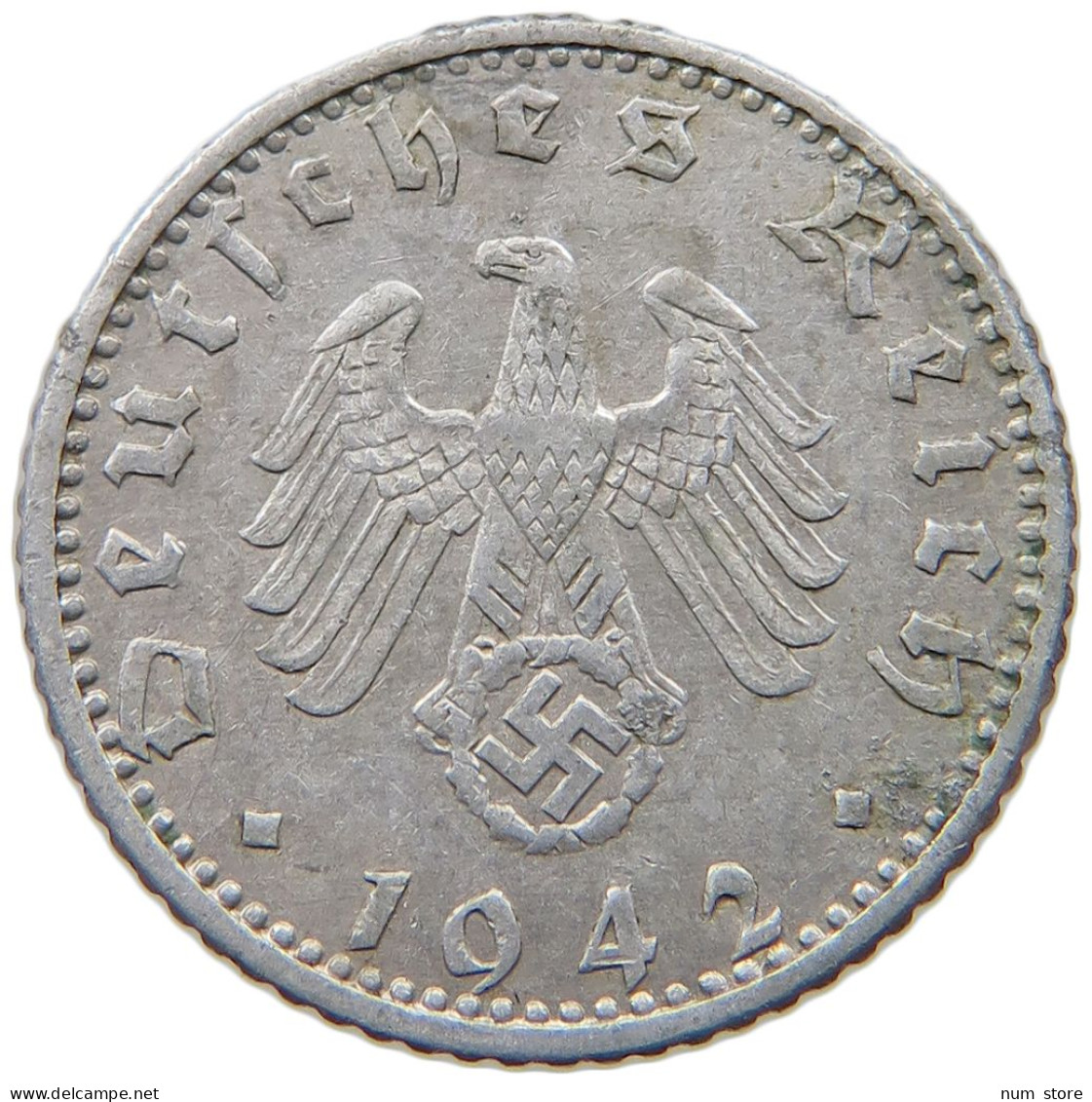 GERMANY 50 PFENNIG 1942 A #a036 0549 - 50 Reichspfennig