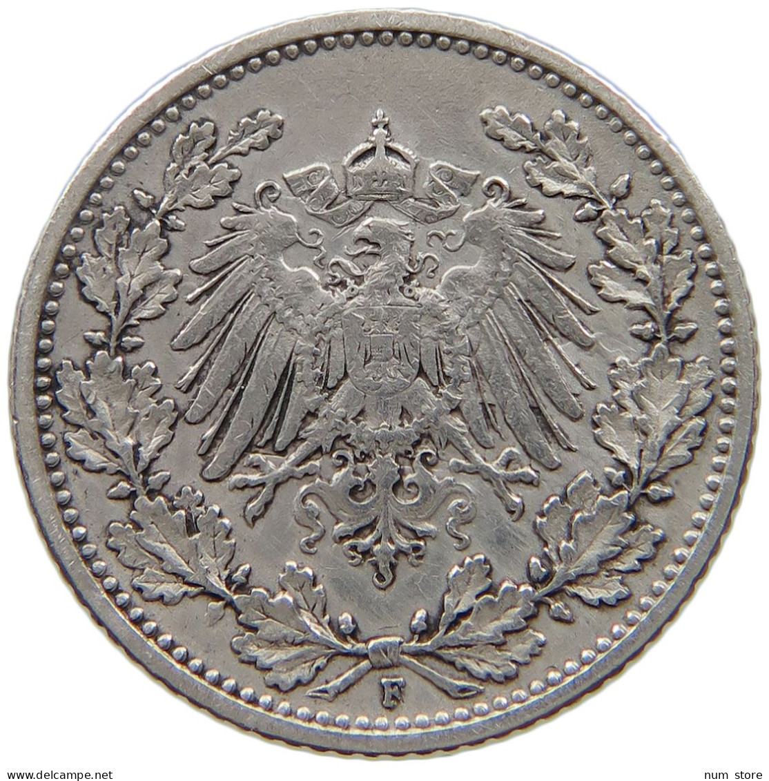 GERMANY EMPIRE 1/2 MARK 1905 F #a081 0837 - 1/2 Mark
