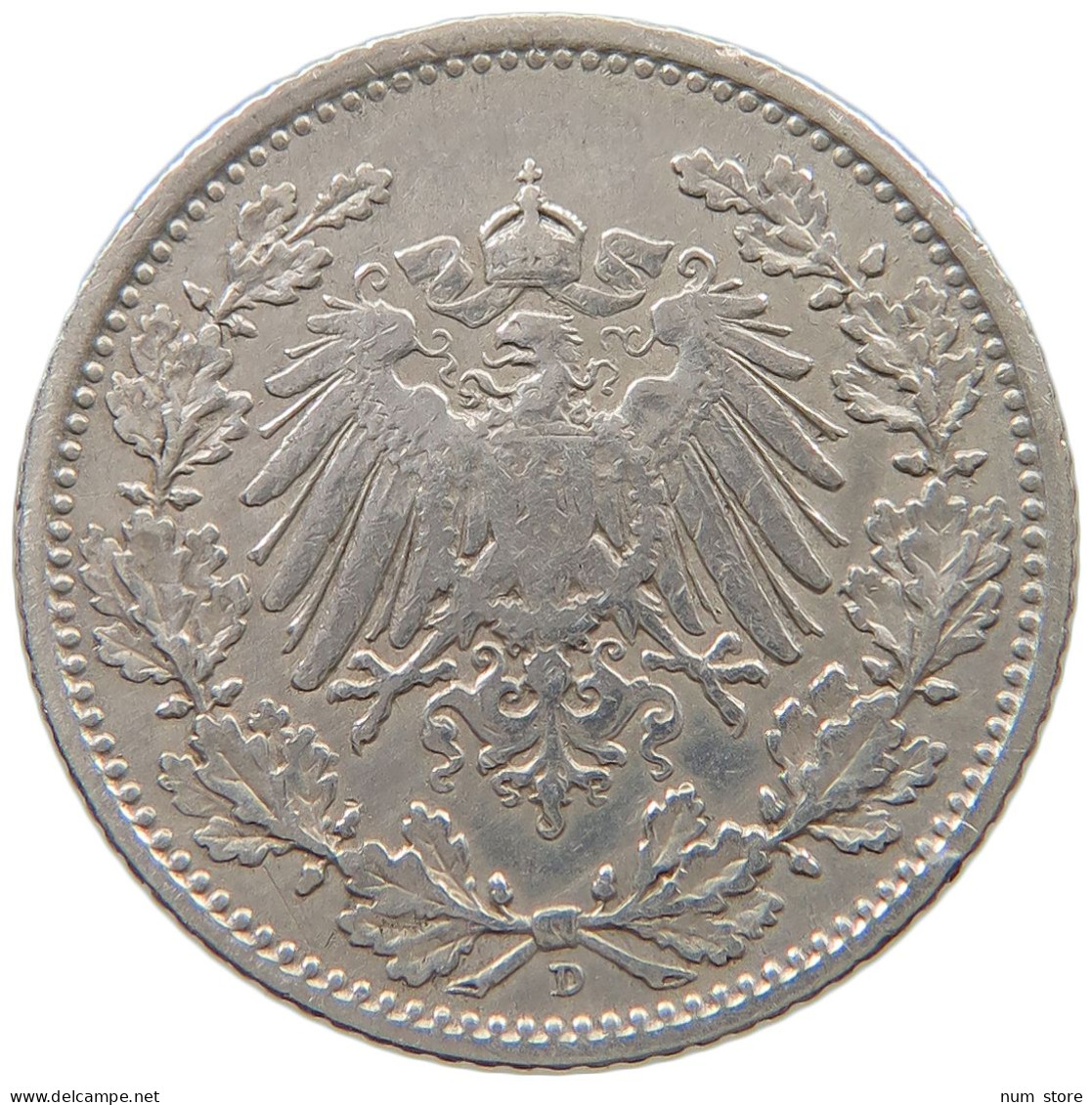 GERMANY EMPIRE 1/2 MARK 1905 D #a044 0059 - 1/2 Mark