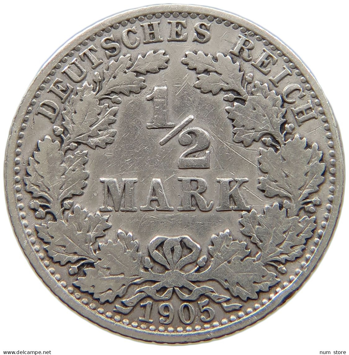 GERMANY EMPIRE 1/2 MARK 1905 A #a069 0197 - 1/2 Mark