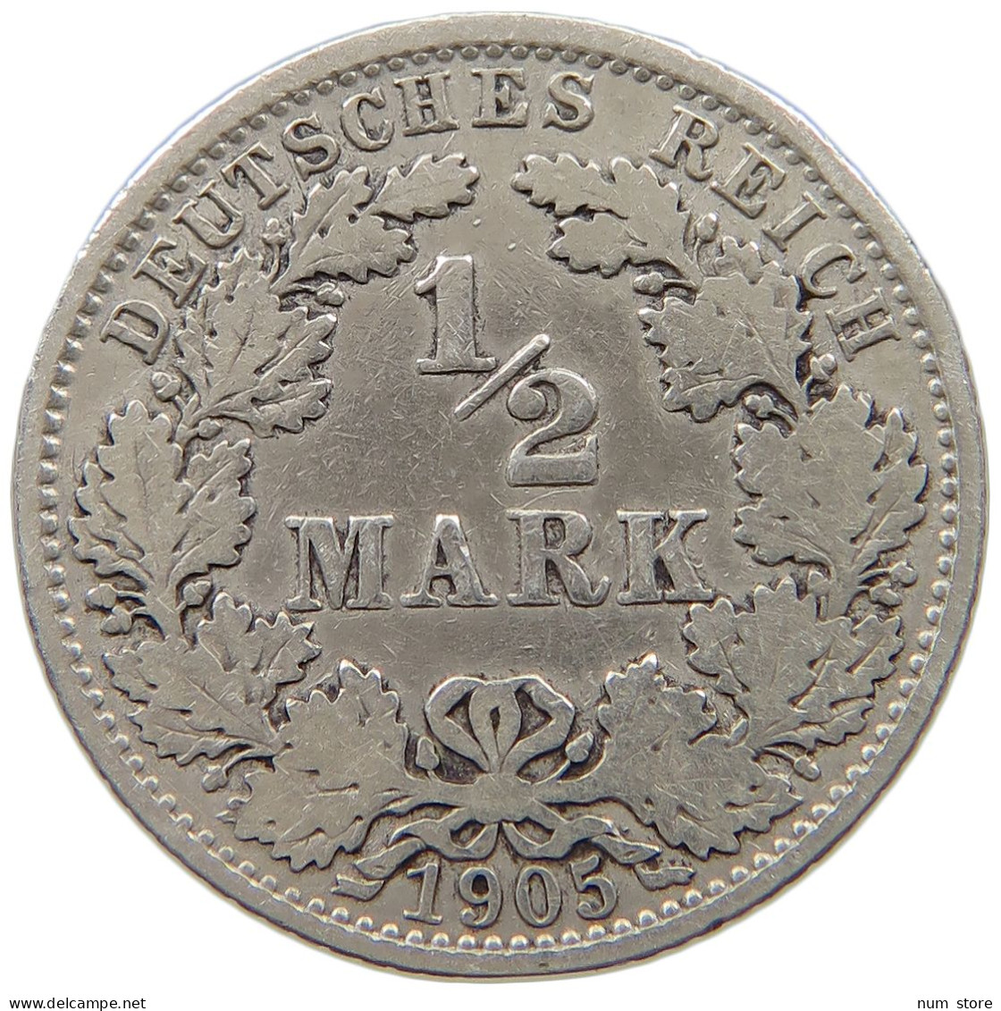 GERMANY EMPIRE 1/2 MARK 1905 A #a045 0735 - 1/2 Mark