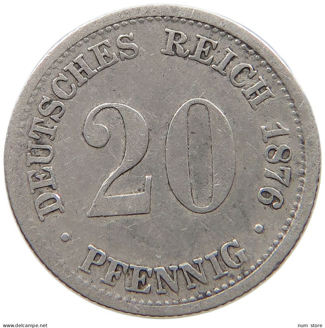 GERMANY EMPIRE 20 PFENNIG 1876 F #s059 0465 - 20 Pfennig