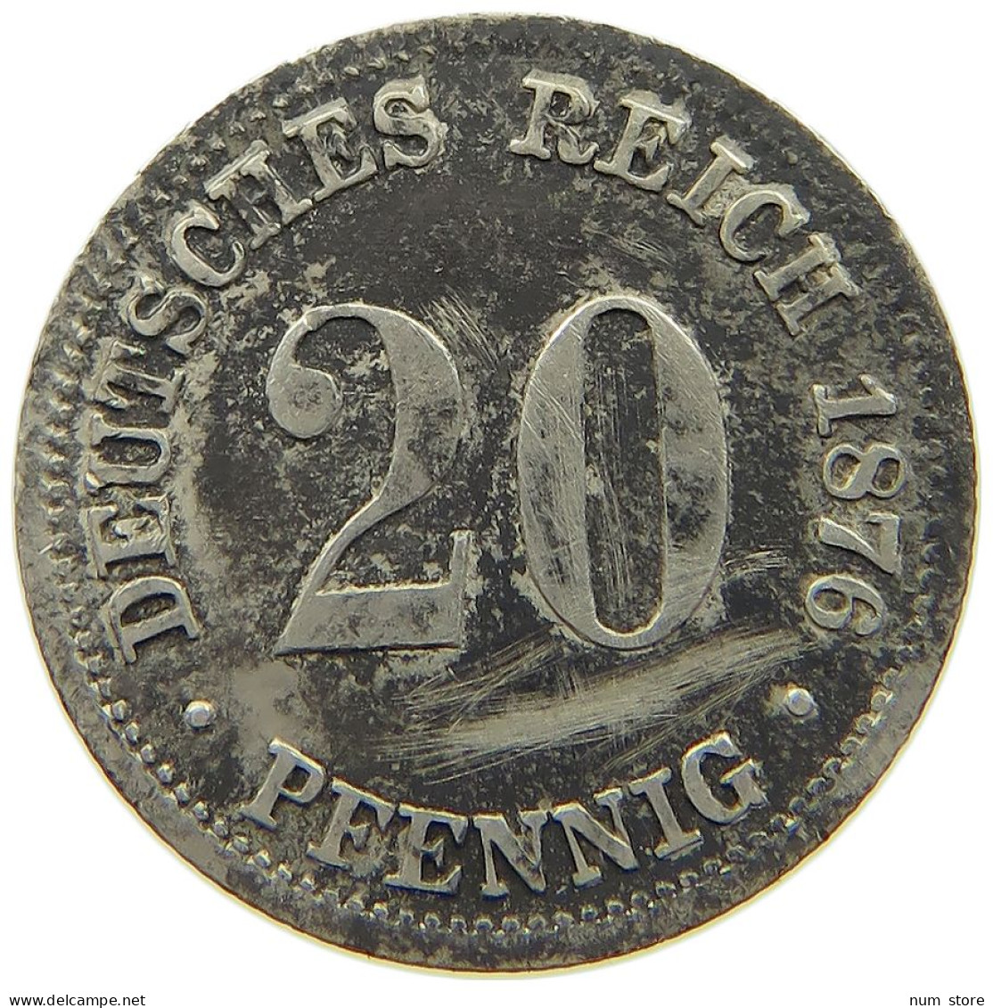 GERMANY EMPIRE 20 PFENNIG 1876 A #a087 0643 - 20 Pfennig