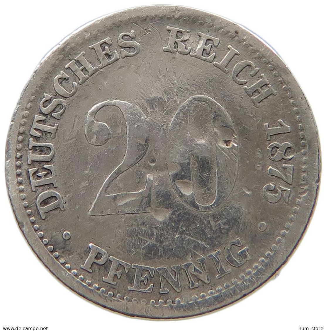 GERMANY EMPIRE 20 PFENNIG 1875 D #a045 0889 - 20 Pfennig