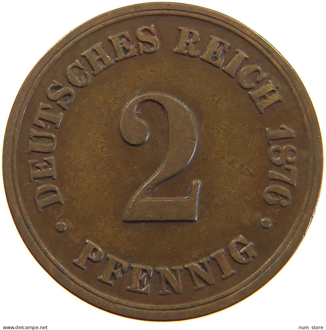 GERMANY EMPIRE 2 PFENNIG 1876 B #a066 0715 - 2 Pfennig