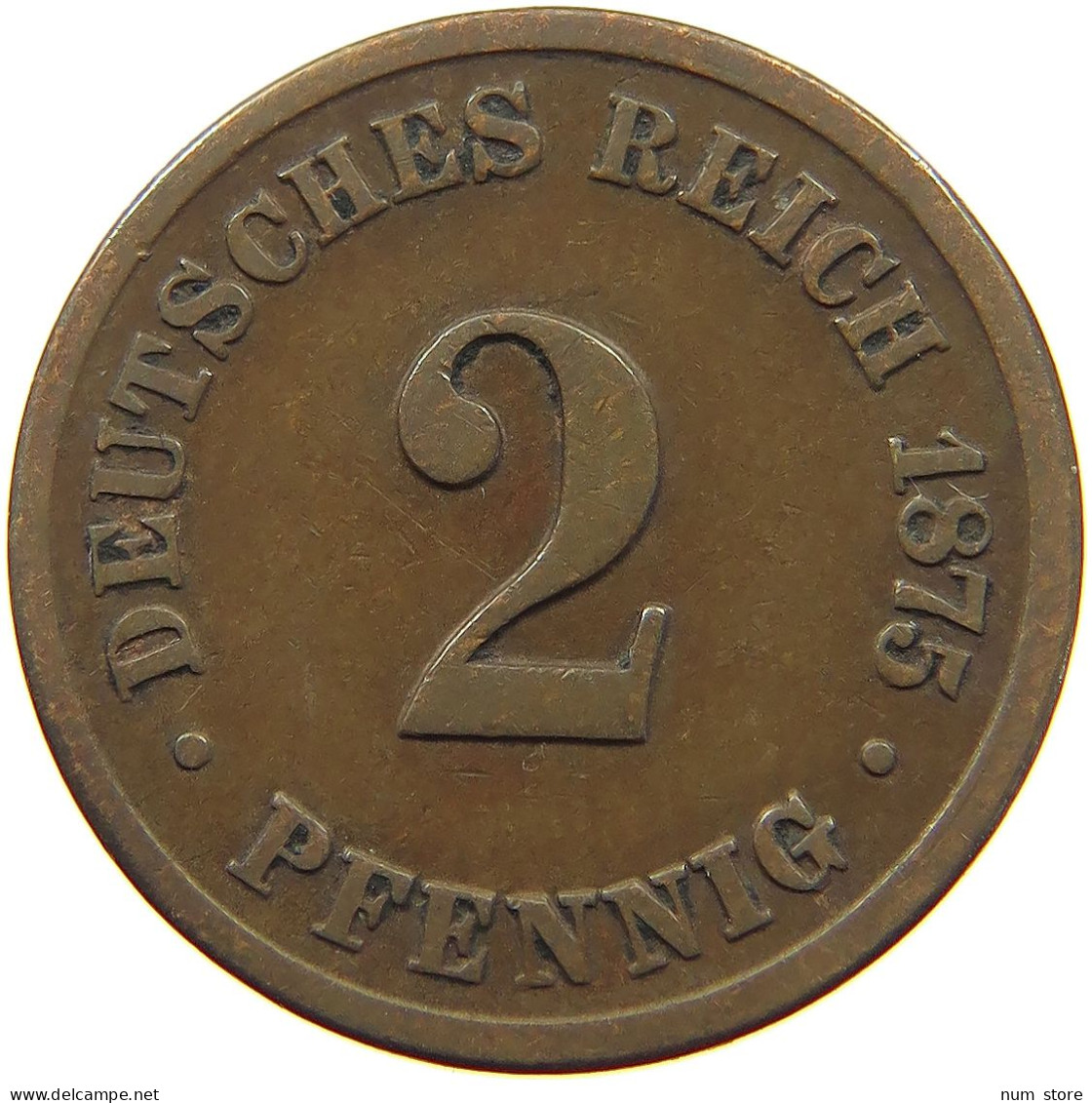 GERMANY EMPIRE 2 PFENNIG 1875 B #a013 0469 - 2 Pfennig