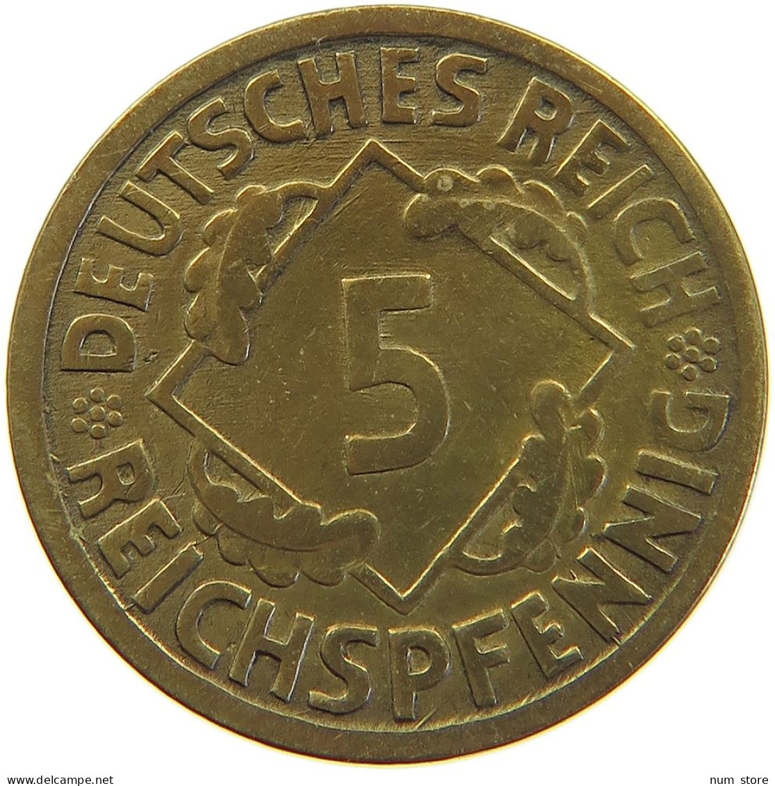 GERMANY WEIMAR 5 PFENNIG 1925 E #a055 0463 - 5 Rentenpfennig & 5 Reichspfennig