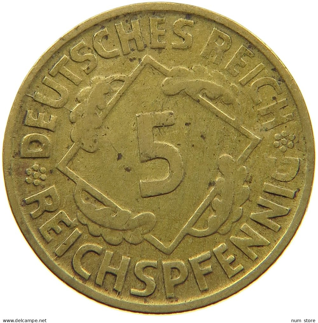 GERMANY WEIMAR 5 PFENNIG 1925 D #a055 0617 - 5 Rentenpfennig & 5 Reichspfennig