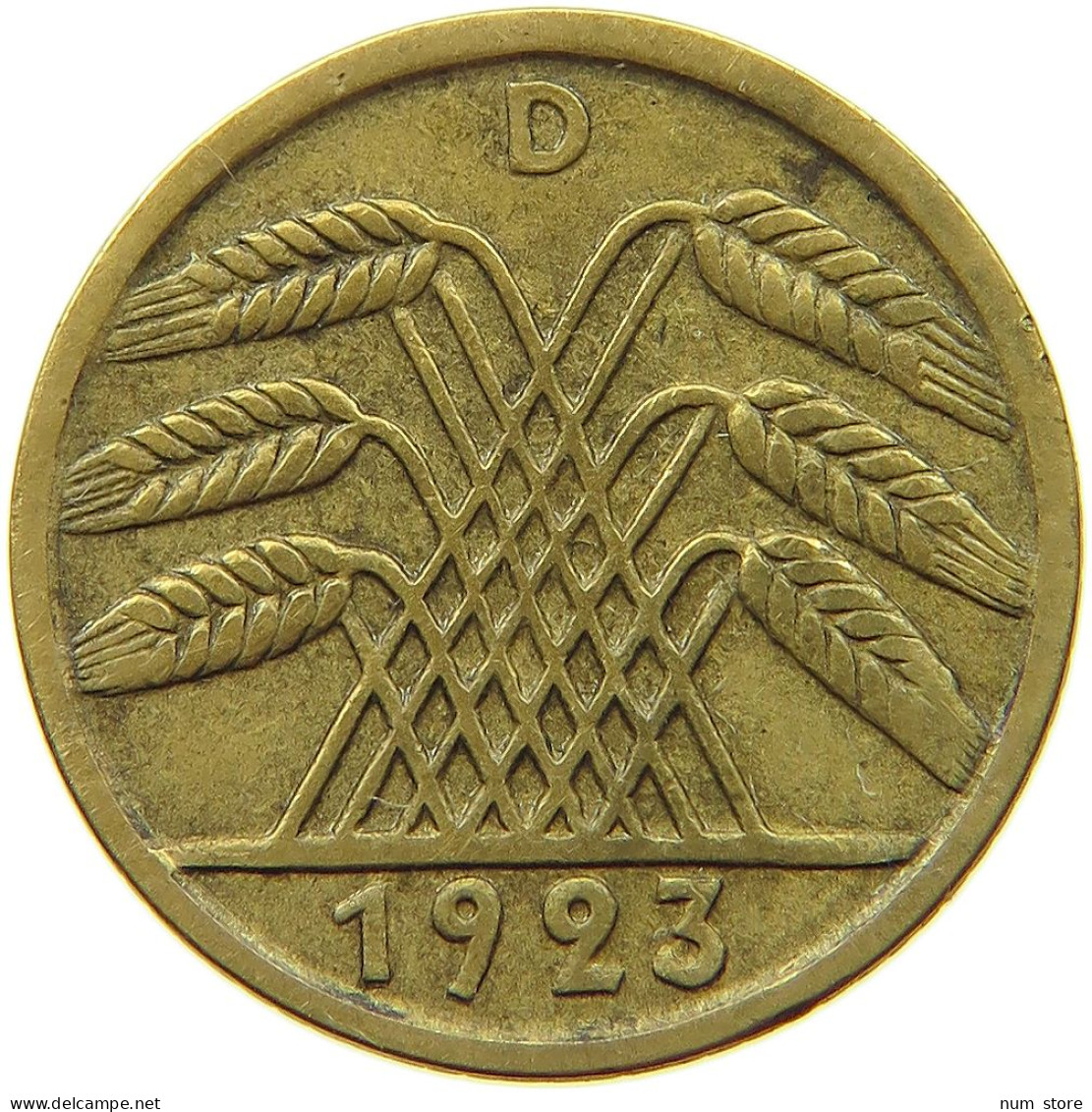 GERMANY WEIMAR 5 PFENNIG 1923 D RENTEN #s073 0911 - 5 Rentenpfennig & 5 Reichspfennig
