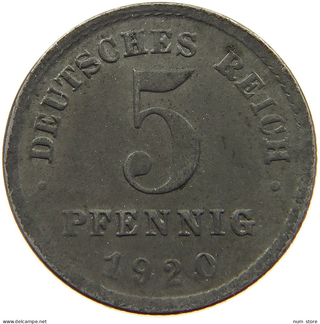 GERMANY WEIMAR 5 PFENNIG 1920 E #a006 0747 - 5 Renten- & 5 Reichspfennig