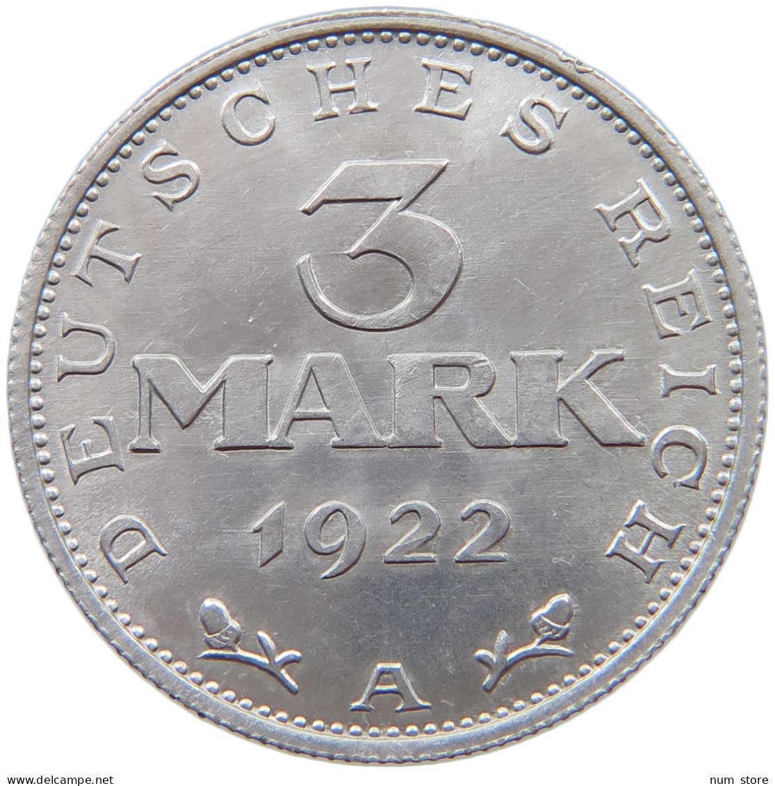 GERMANY WEIMAR 3 MARK 1922 A TOP #s042 0525 - 3 Mark & 3 Reichsmark