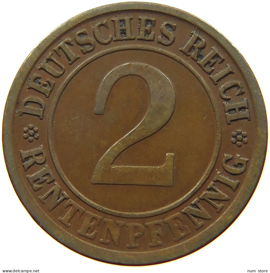 GERMANY WEIMAR 2 PFENNIG 1924 J #a043 0633 - 2 Rentenpfennig & 2 Reichspfennig