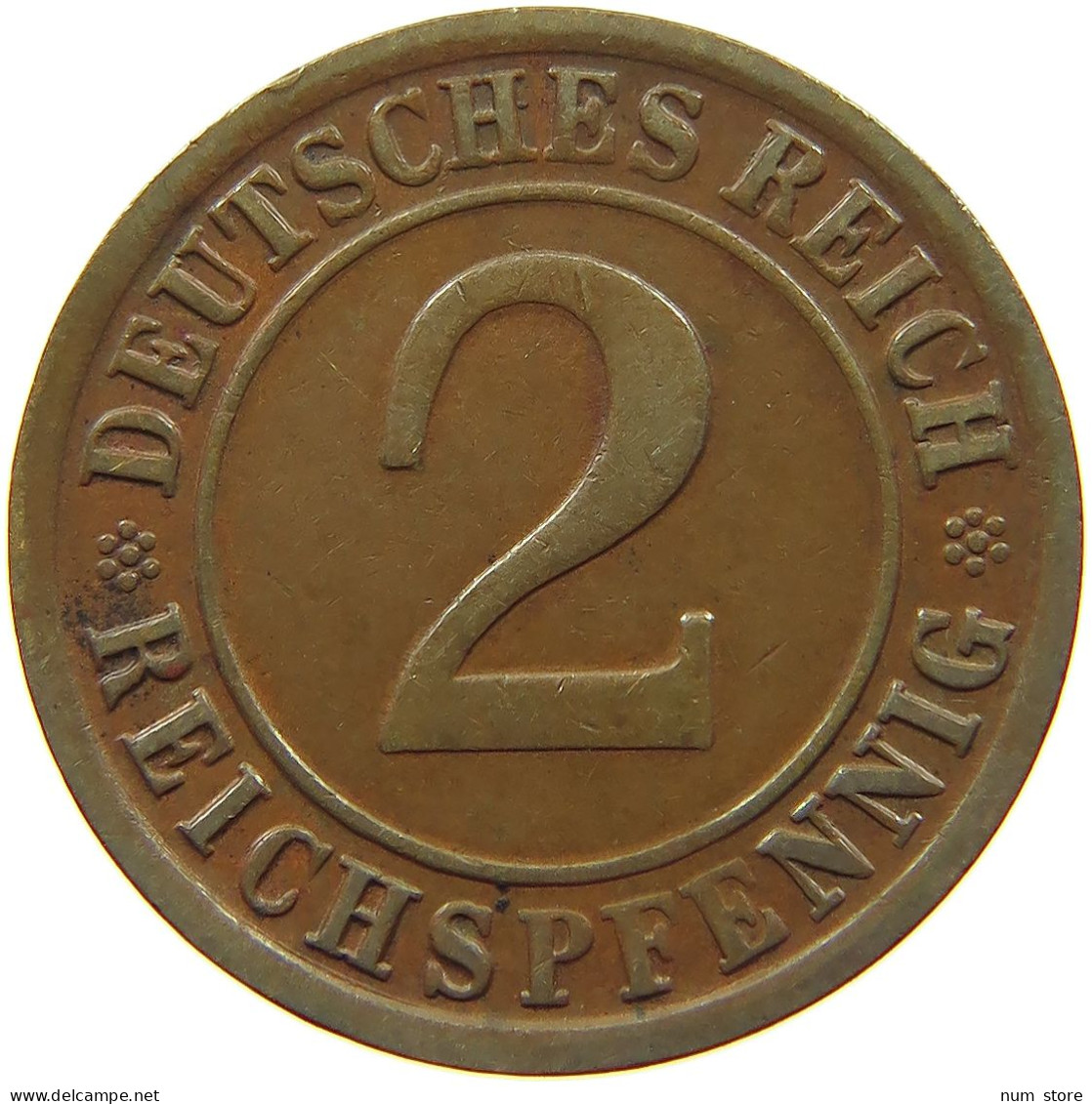 GERMANY WEIMAR 2 PFENNIG 1924 D #a043 0627 - 2 Rentenpfennig & 2 Reichspfennig