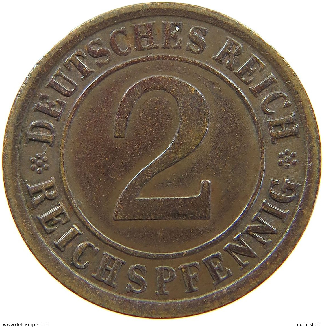 GERMANY WEIMAR 2 PFENNIG 1924 A #a013 0107 - 2 Rentenpfennig & 2 Reichspfennig