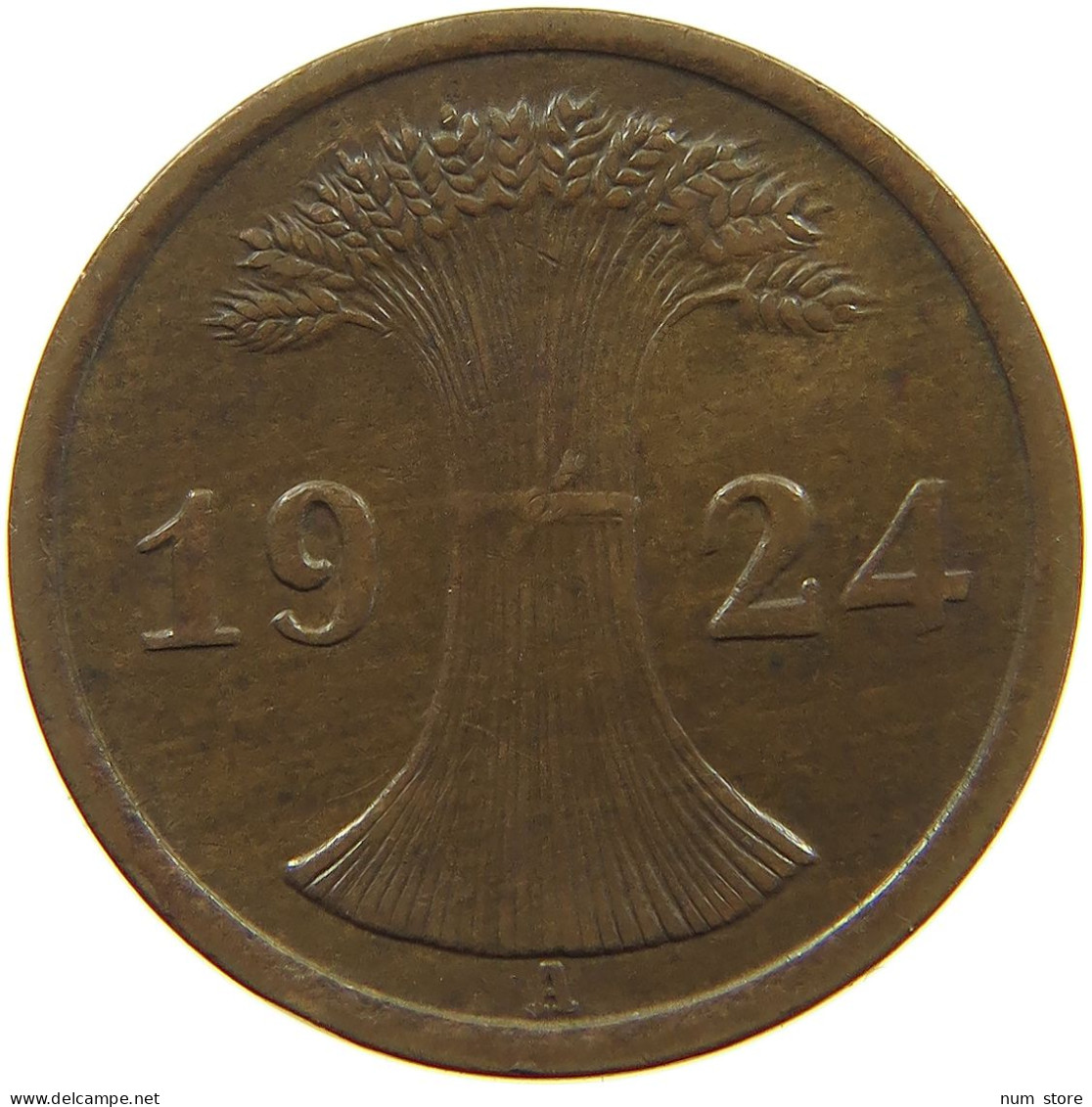 GERMANY WEIMAR 2 PFENNIG 1924 A #a085 0667 - 2 Rentenpfennig & 2 Reichspfennig