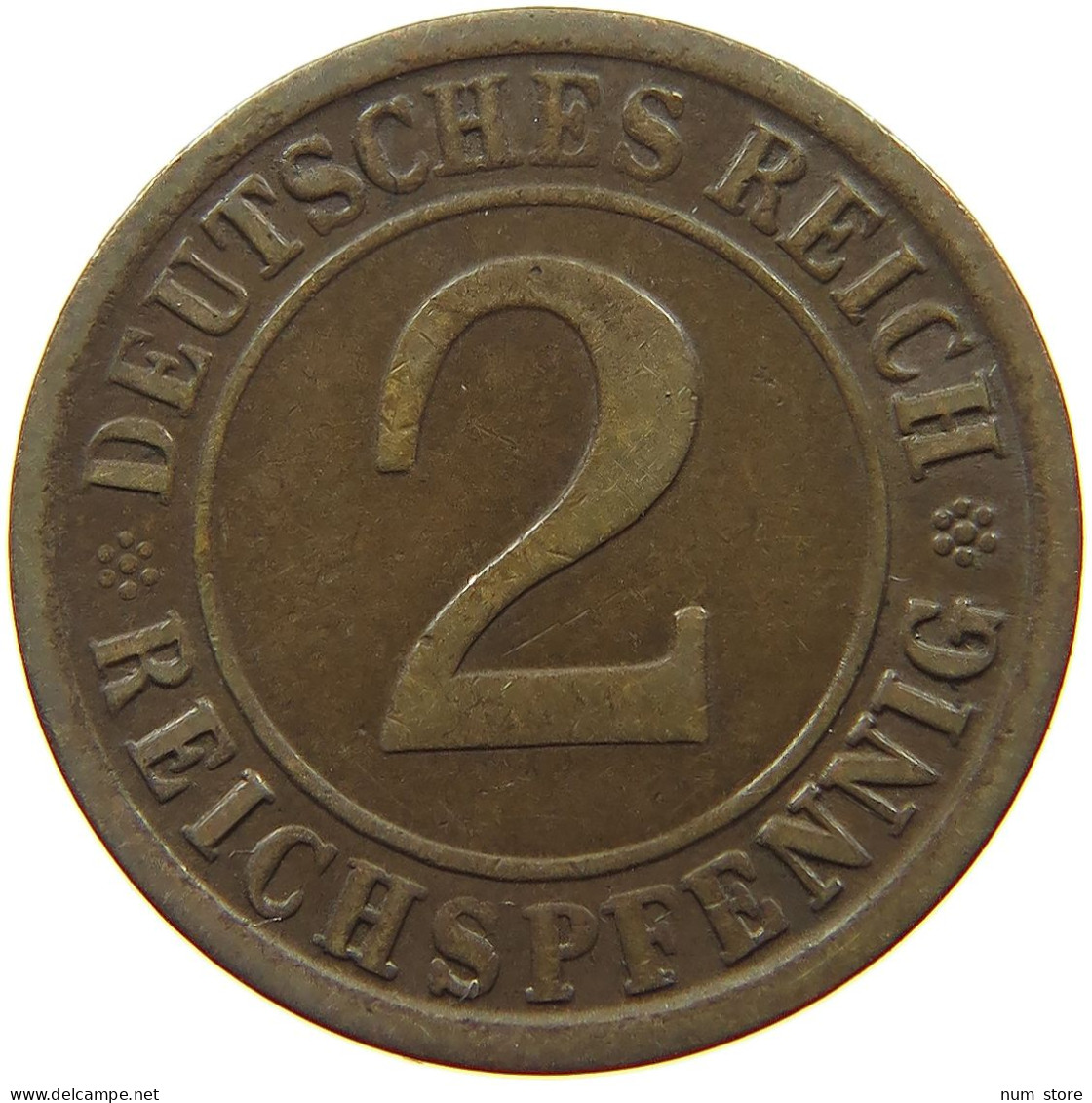 GERMANY WEIMAR 2 PFENNIG 1924 A #a043 0631 - 2 Rentenpfennig & 2 Reichspfennig