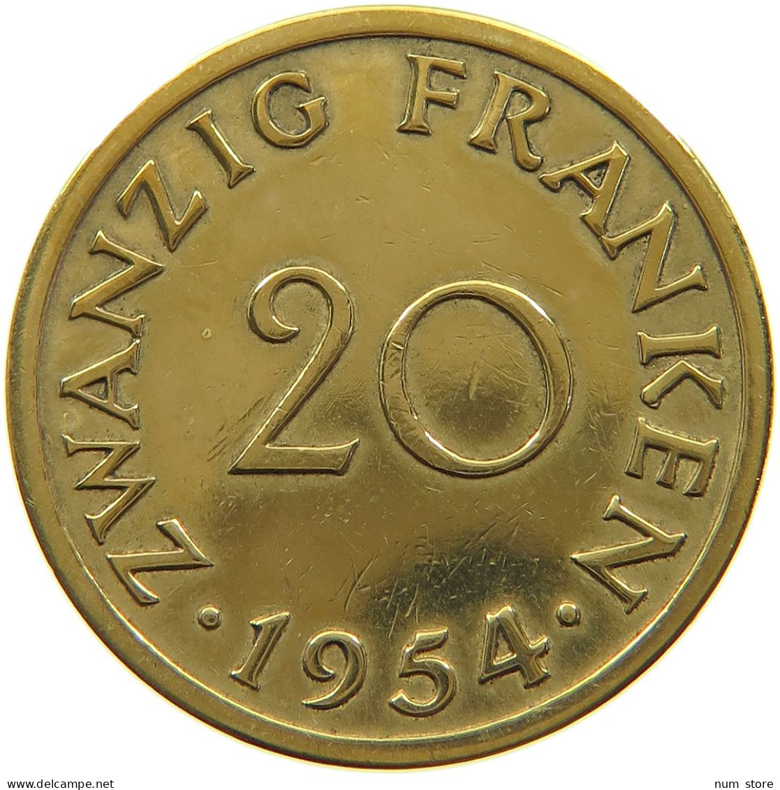 GERMANY WEST 20 FRANKEN 1954 SAARLAND #a047 0265 - 20 Franken