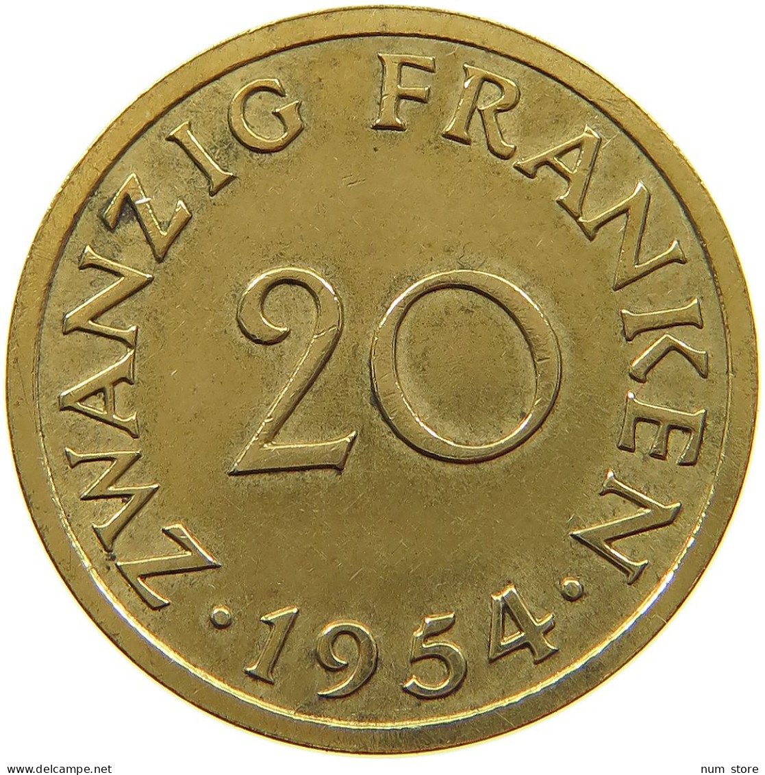 GERMANY WEST 20 FRANKEN 1954 SAARLAND #a019 0697 - 20 Franken
