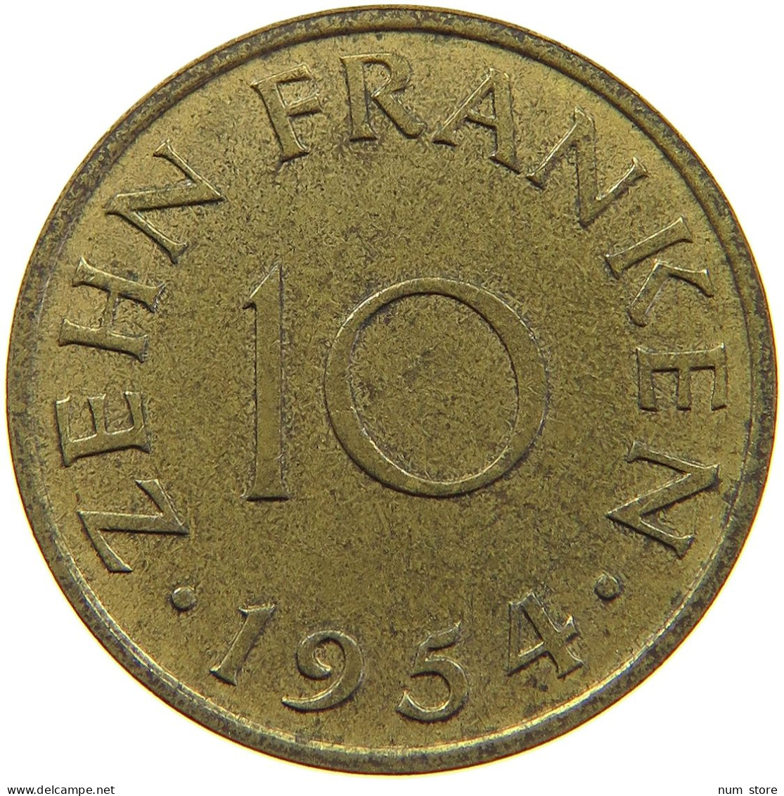 GERMANY WEST 10 FRANKEN 1954 SAARLAND #a081 0319 - 10 Franken