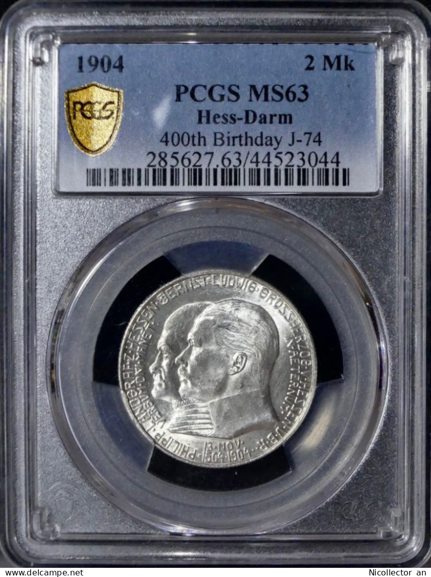 Germany, Hesse-Darmstadt 2 Mark 1904 PCGS MS63 400th Birthday Of Philipp The Magnanimous - 2, 3 & 5 Mark Silver