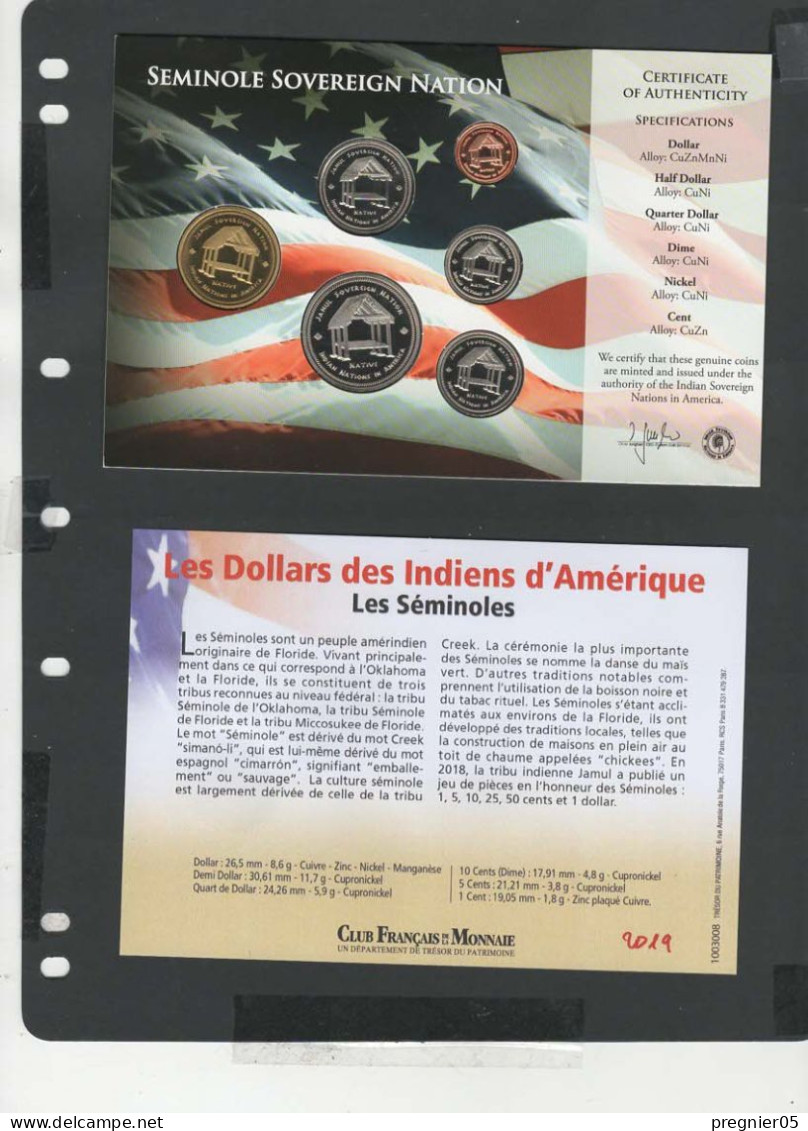Baisse De Prix USA - Blister 6 Pièces Dollars Indiens D'Amérique 2019 - Seminole - Collezioni, Lotti Misti