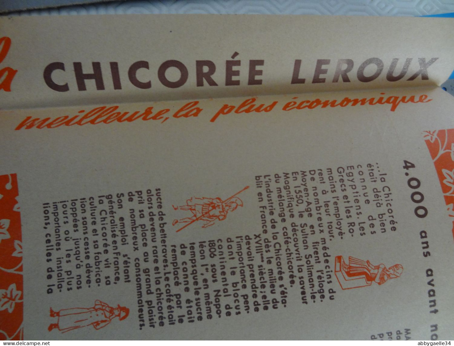 Protège-cahier Publicitaire CHICOREE LEROUX Alphonse LERC Orchies (Nord) - C