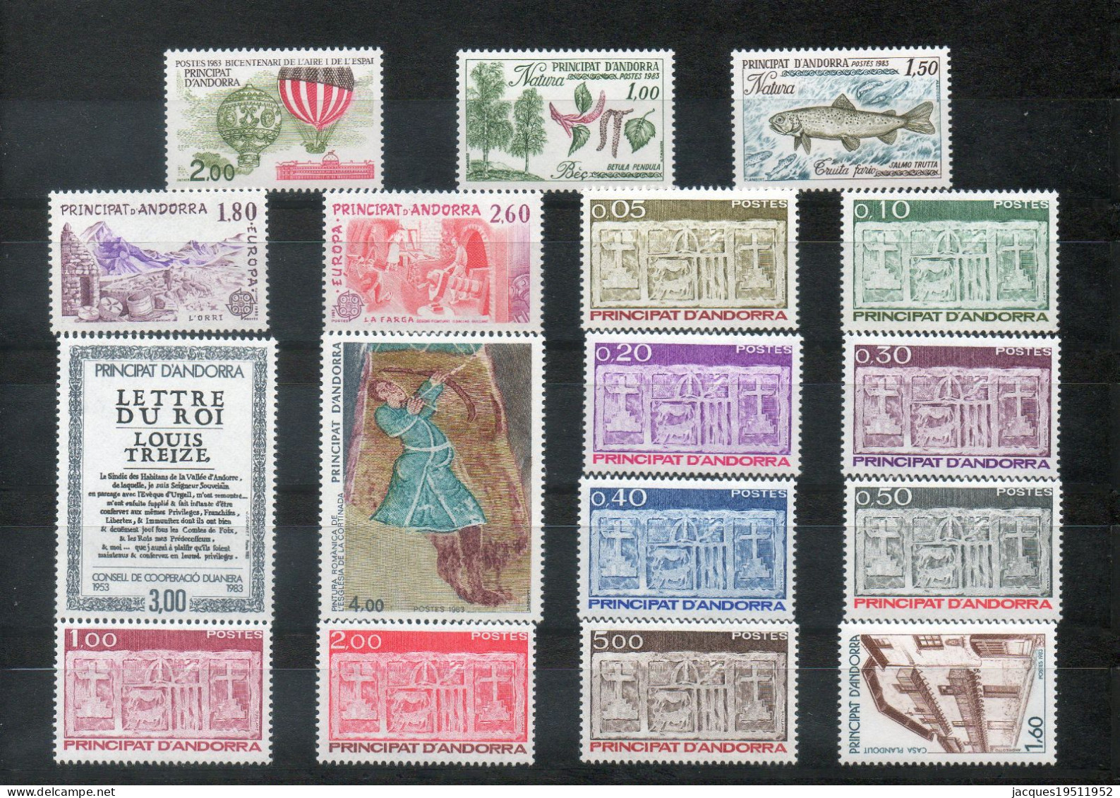 NE - Andorre - 23 - 17 Timbres  Neufs ** - Année 1983 - Ganze Jahrgänge