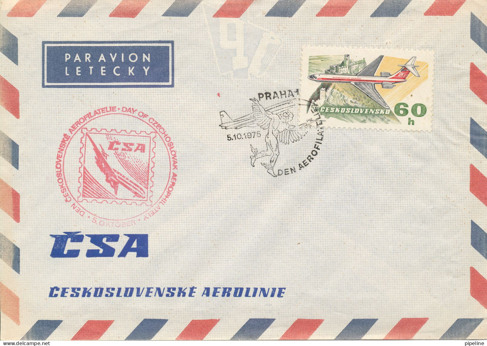 Czechoslovakia Air Mail Cover CSA Praha 5-10-1975 Aerophilateli - Poste Aérienne