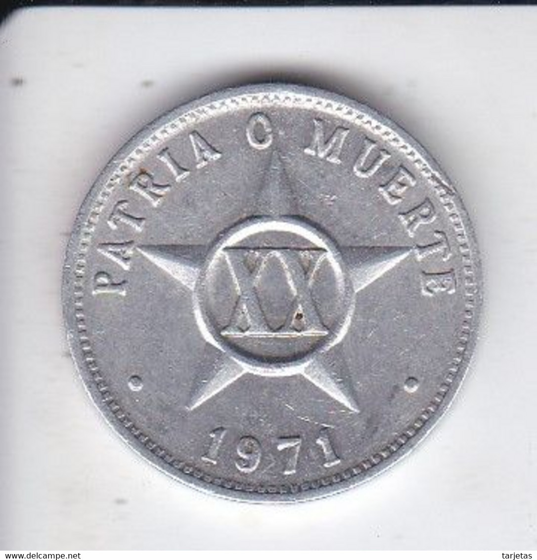 MONEDA DE CUBA DE 20 CENTAVOS DEL AÑO 1971 (COIN) - Cuba