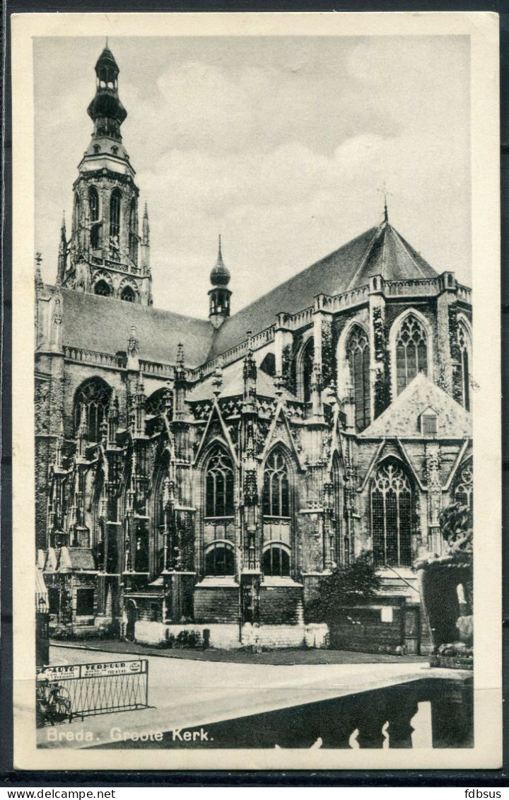 Breda Grote Kerk - Zie Bord Auto Verhuur - Kaart Naar Belgie Gefr. 2ct - TAX Zegel 60c Gest. Nevele + Zwart T - Breda