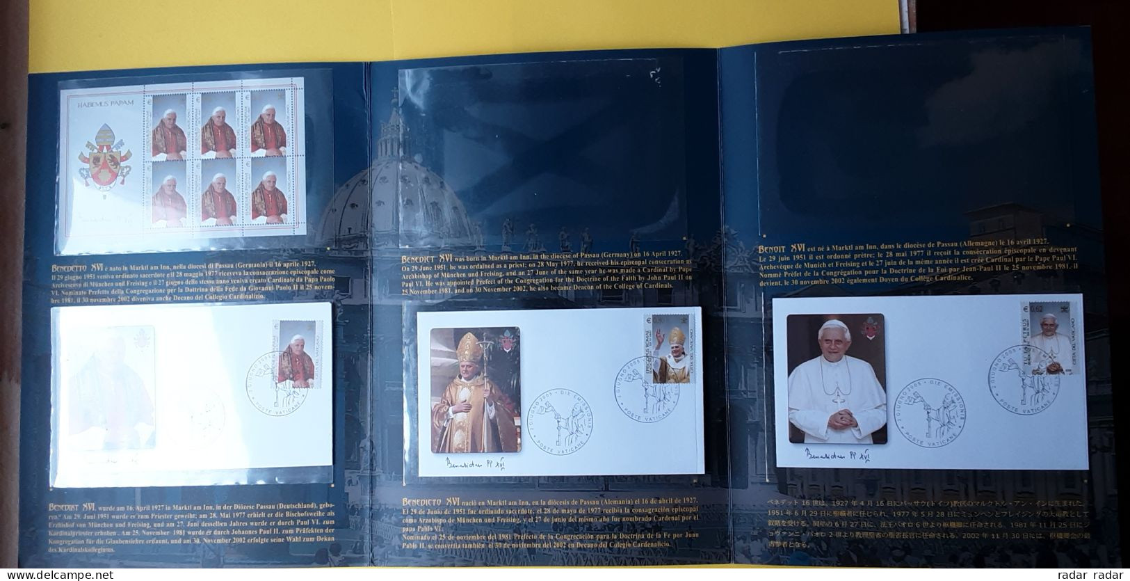 2005 Vatican Pope Benedict Habemus Papam Special Folder Stamps + FDC - Lettres & Documents