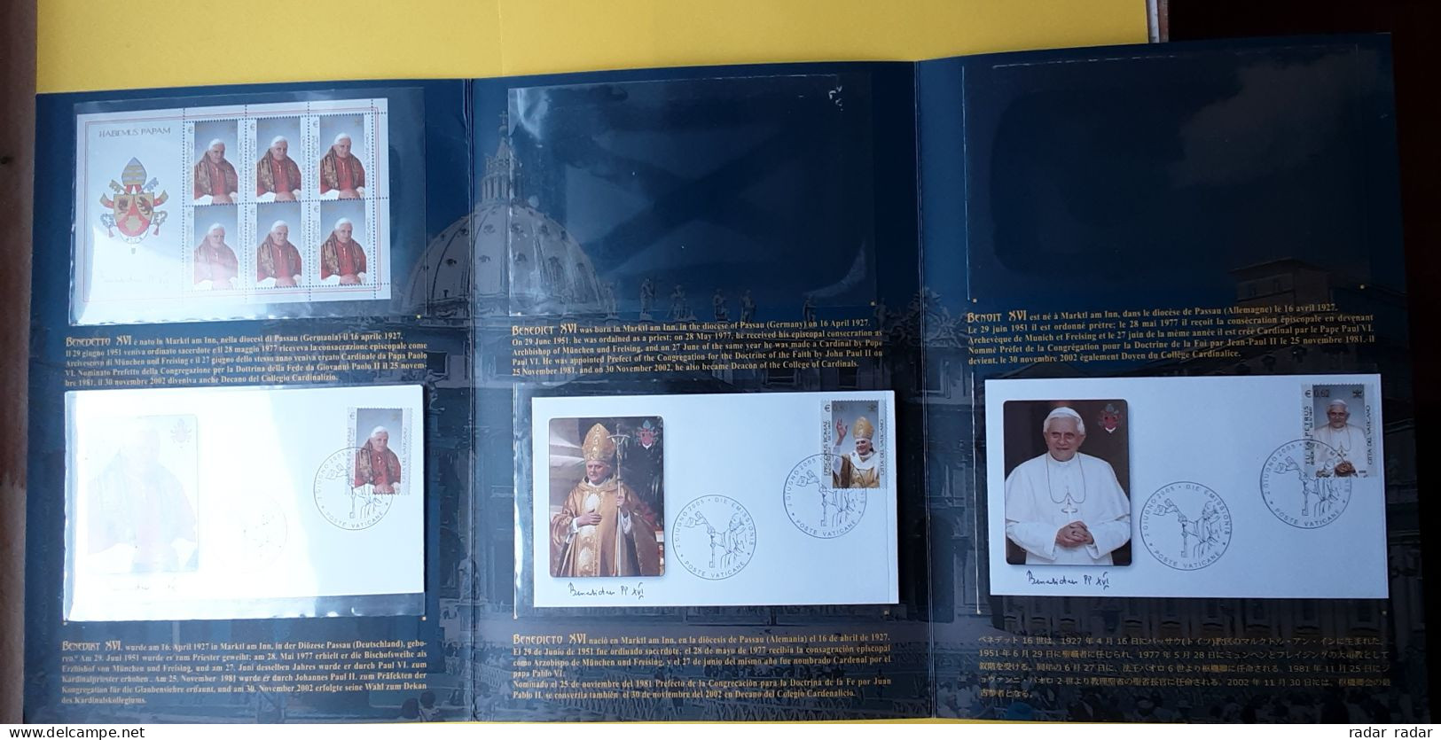 2005 Vatican Pope Benedict Habemus Papam Special Folder Stamps + FDC - Covers & Documents