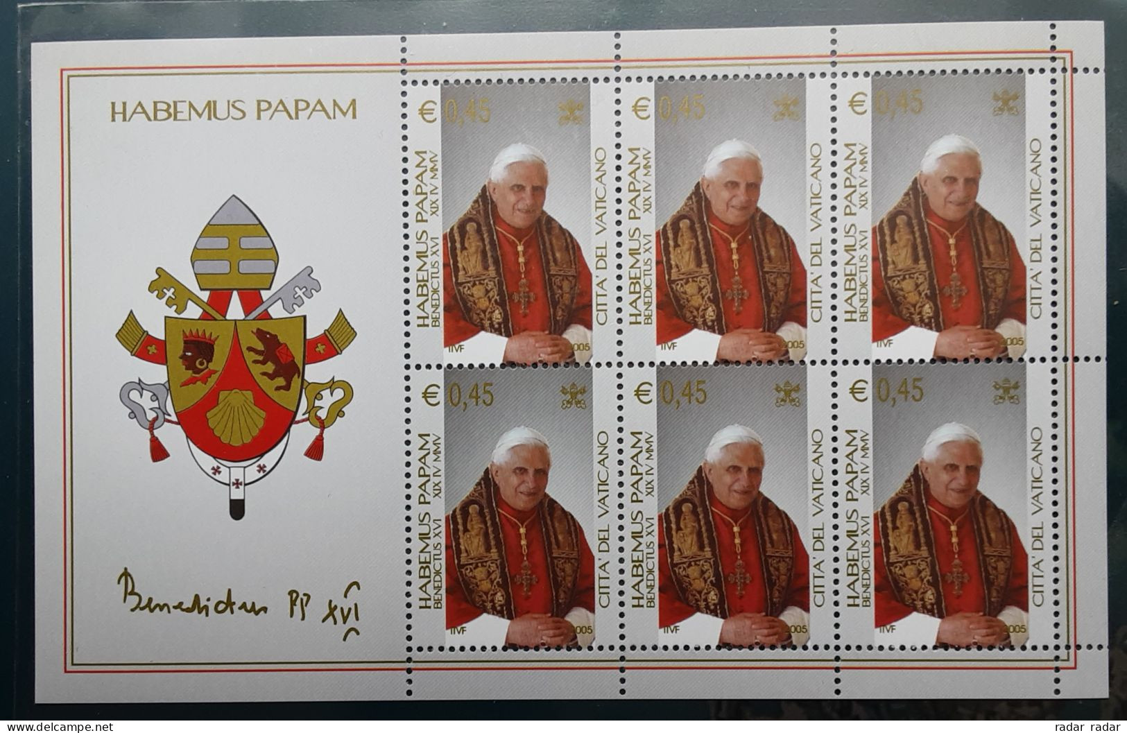 2005 Vatican Pope Benedict Habemus Papam special folder stamps + FDC