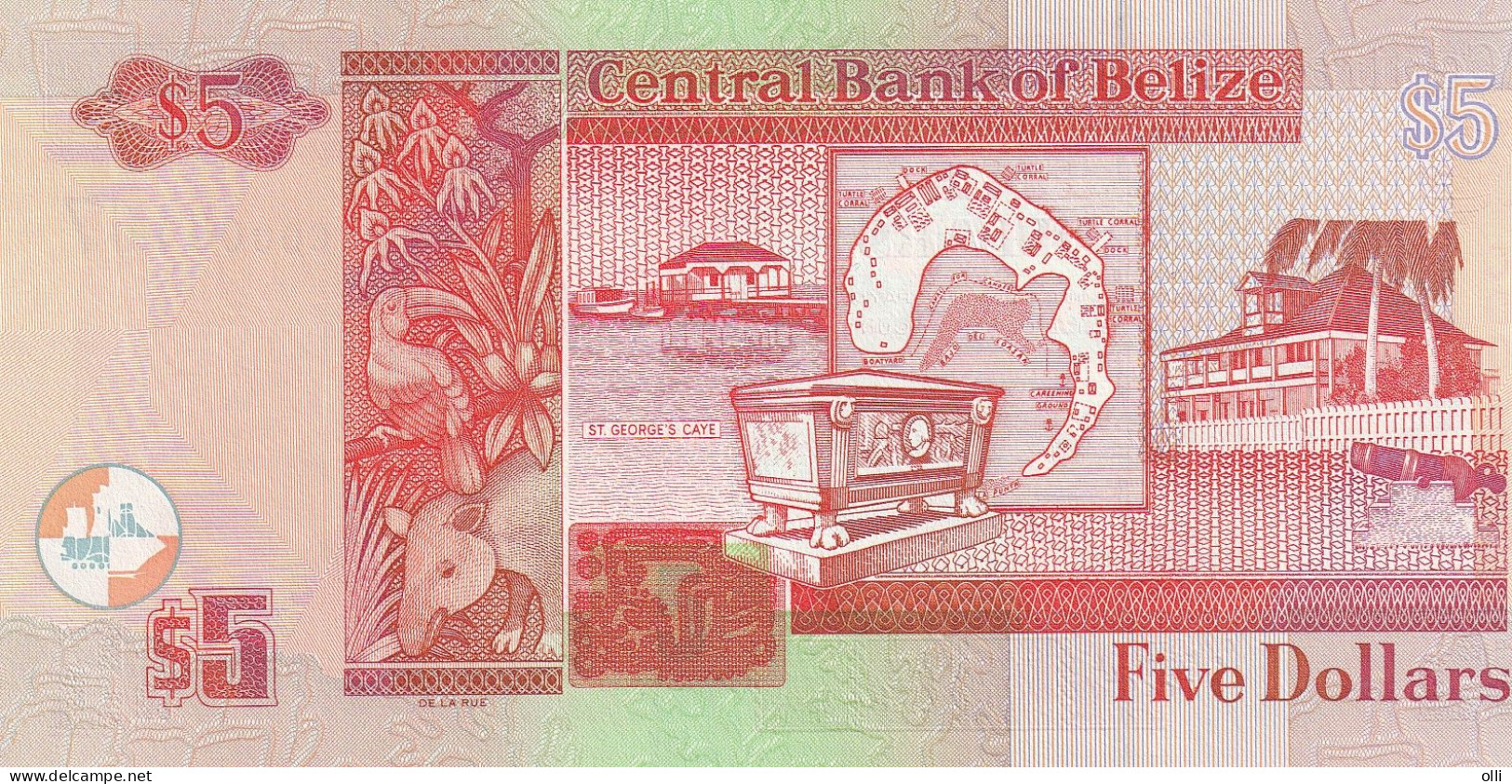 BELIZE, P 61b , 5 Dollars , 2002 , UNC - Belize