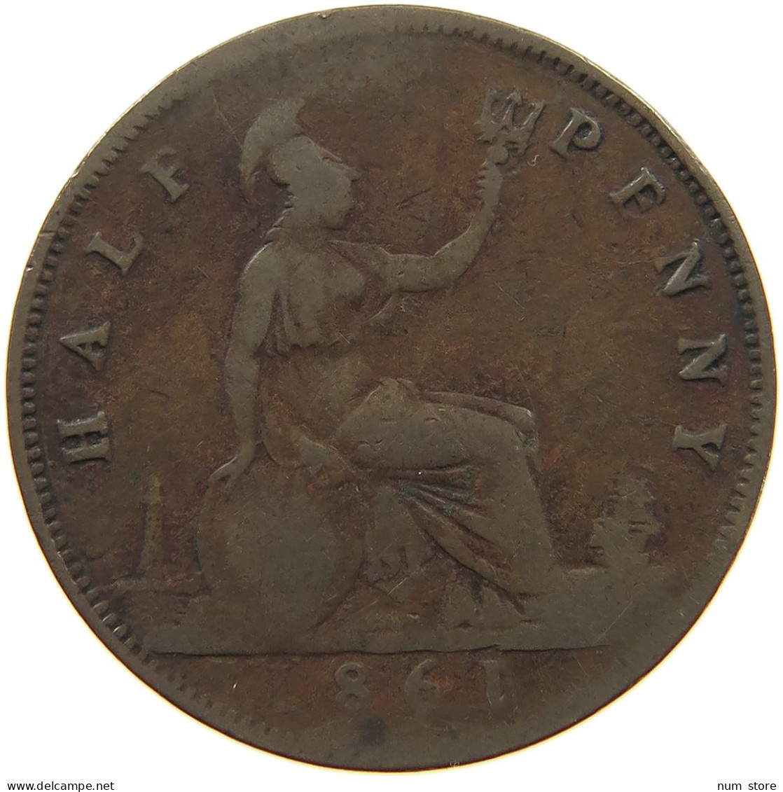 GREAT BRITAIN HALFPENNY 1861 VICTORIA #c080 0333 - C. 1/2 Penny