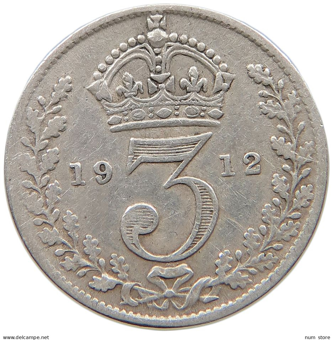 GREAT BRITAIN THREEPENCE 1912 #s059 0545 - F. 3 Pence