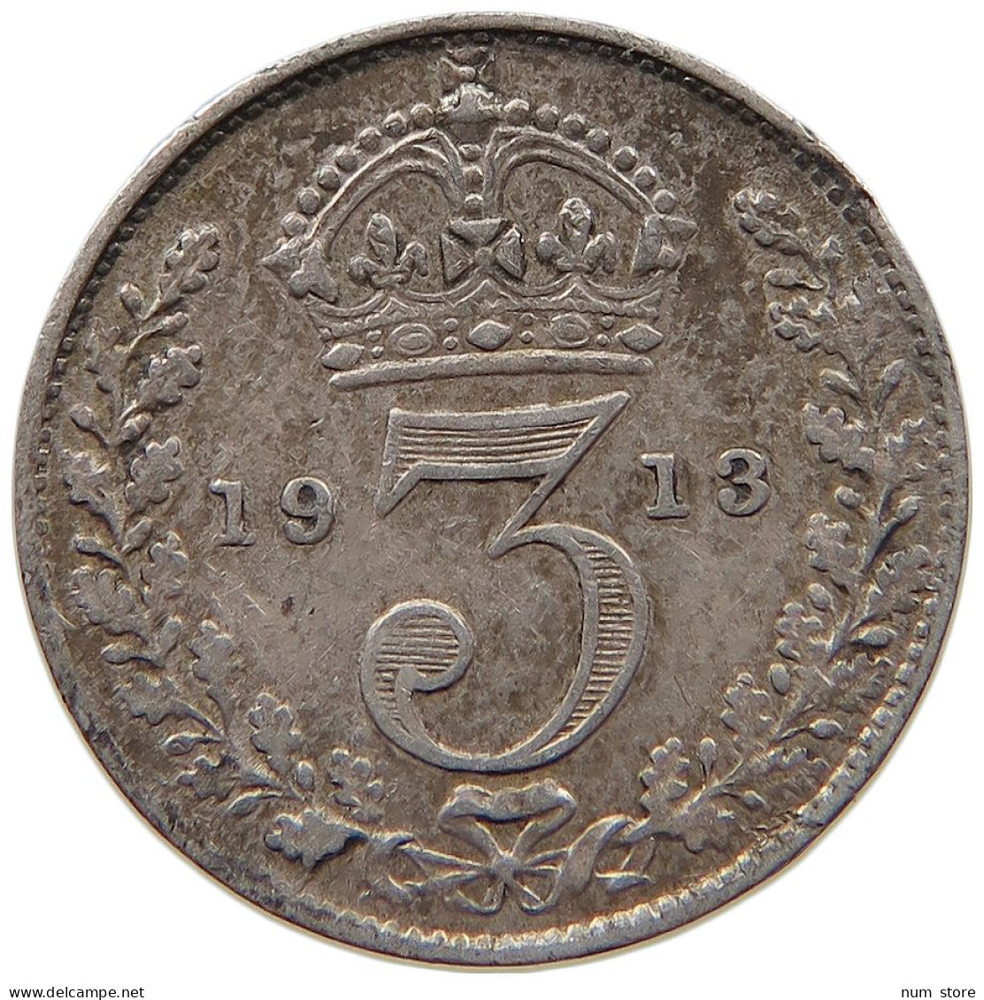 GREAT BRITAIN THREE PENCE 1913 GEORGE V. #c036 0235 - F. 3 Pence