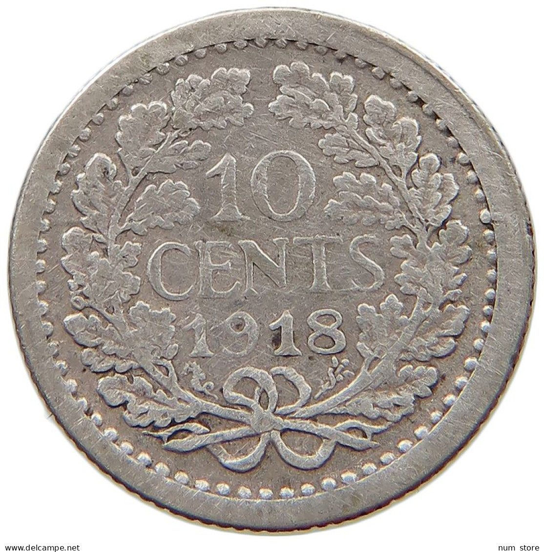 NETHERLANDS 10 CENTS 1918 #s074 0289 - 10 Cent