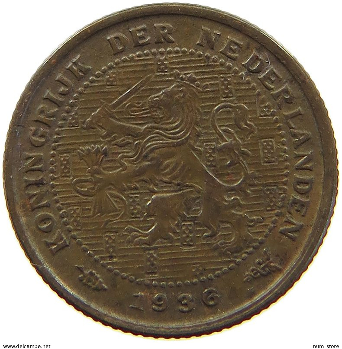 NETHERLANDS 1/2 CENT 1936 #a086 0169 - 0.5 Cent